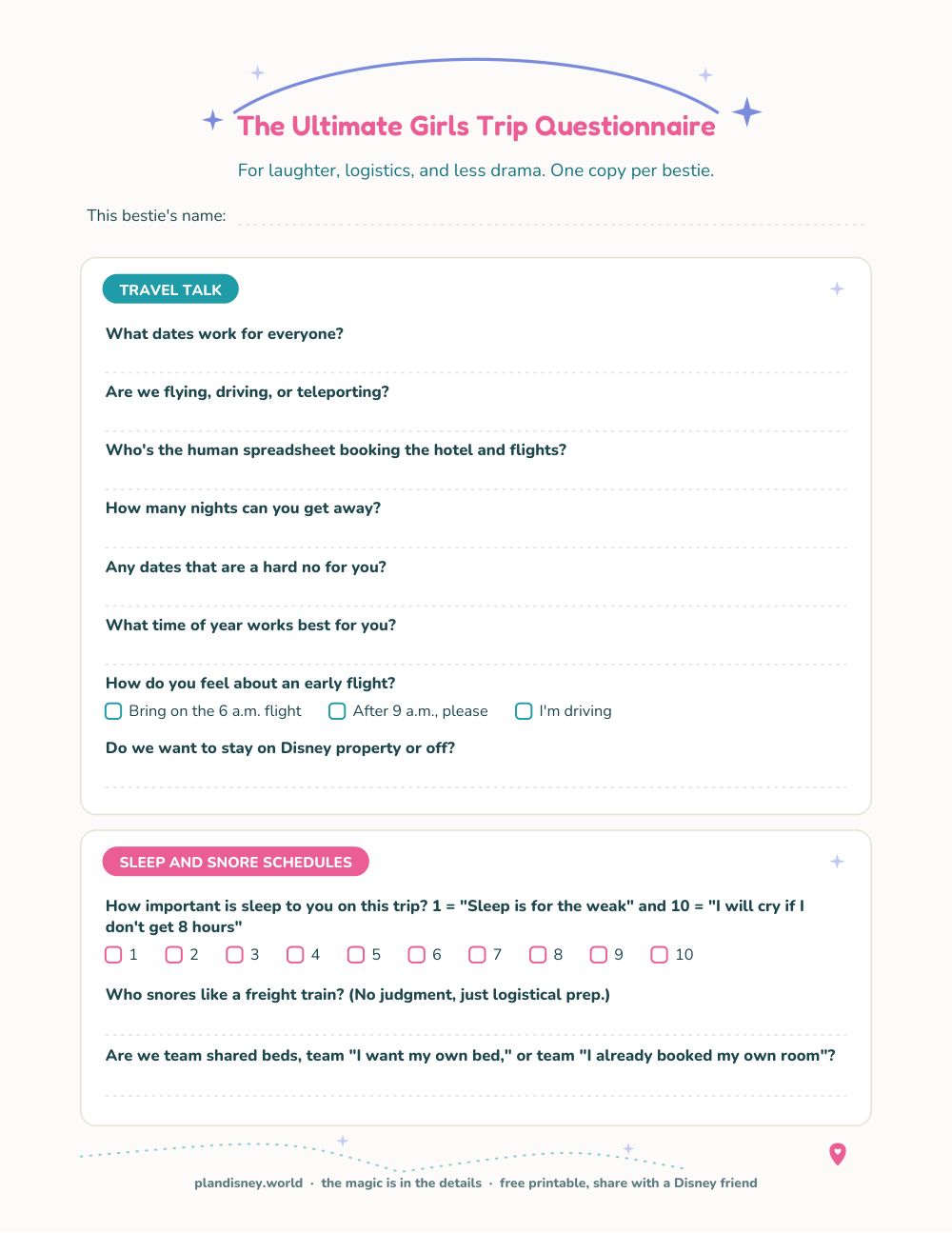 Preview of The Ultimate Girls Trip Questionnaire